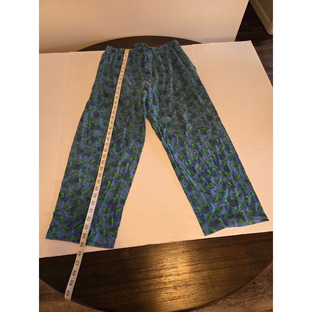 Addiction Mens Pajama Pants Blue Green Frog Print Cotton Lounge Sleepwear Medium - Picture 2 of 5
